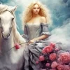 Blonde And Horse Diamond Painting