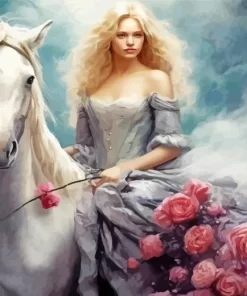 Blonde And Horse Diamond Painting