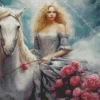 Blonde And Horse Diamond Painting