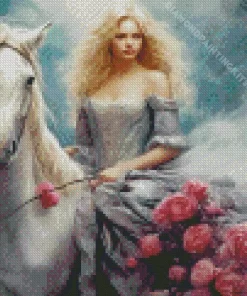 Blonde And Horse Diamond Painting