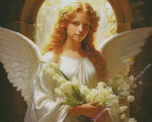 Blonde Angel Holding Flowers Diamond Painting