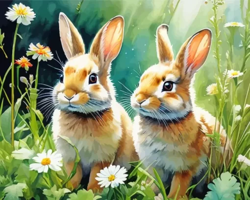 Blonde Bunnies Diamond Painting