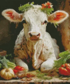 Blonde Cow Diamond Painting