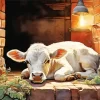 Blonde Cow Resting Diamond Painting