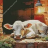 Blonde Cow Resting Diamond Painting