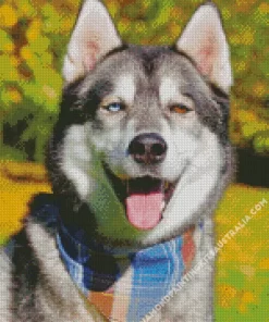 Blue And Brown Eye Husky Dog Diamond Painting