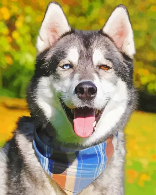 Blue And Brown Eye Husky Dog Diamond Painting