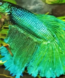 Blue And Green Betta Fish Diamond Painting