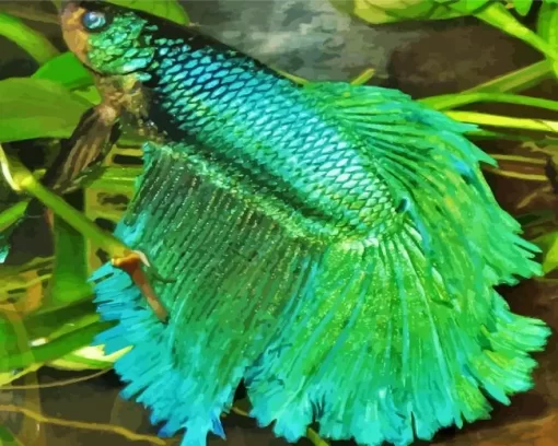 Blue And Green Betta Fish Diamond Painting