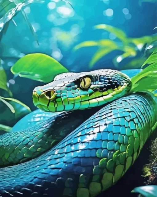 Blue And Green Pit Vipers Diamond Painting