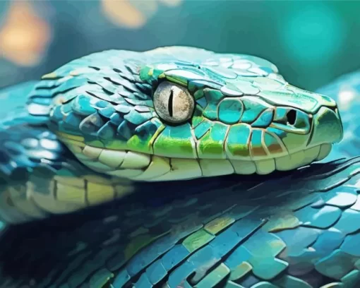 Blue And Green Pit Vipers Snake Diamond Painting