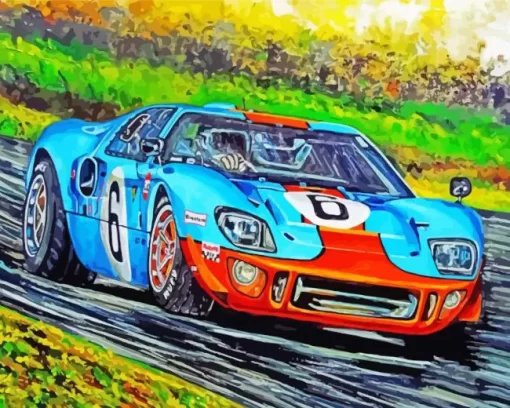 Blue And Orange Gt40 Diamond Painting