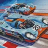 Blue And Orange Gt40 Race Cars Diamond Painting