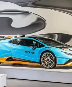 Blue And Orange Lamborghini Diamond Painting