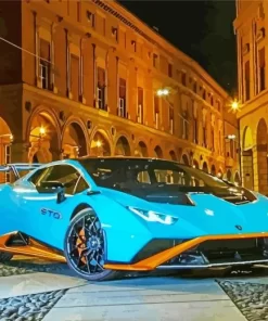 Blue And Orange Lamborghini Sport Car Diamond Painting