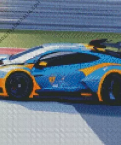 Blue And Orange Race Car Diamond Painting