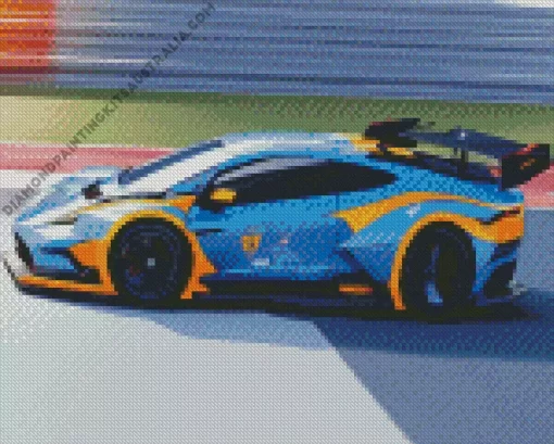 Blue And Orange Race Car Diamond Painting