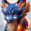 Blue And Orange White Fox Diamond Painting