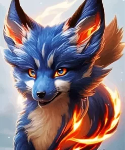 Blue And Orange White Fox Diamond Painting