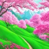 Cherry Blossom Landscape Diamond Painting