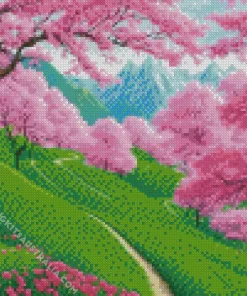 Cherry Blossom Landscape Diamond Painting