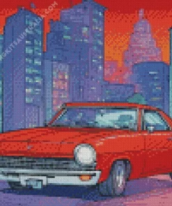 Cool Flat Red Car Art Diamond Painting