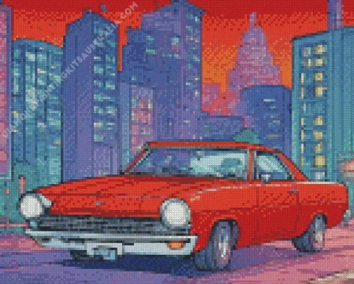 Cool Flat Red Car Art Diamond Painting