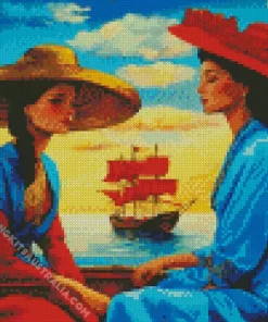 Cool Ladies On Boat Diamond Painting