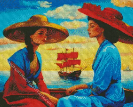 Cool Ladies On Boat Diamond Painting