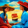 Cool Ladies On Boat Diamond Painting