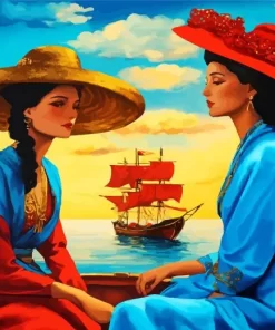 Cool Ladies On Boat Diamond Painting