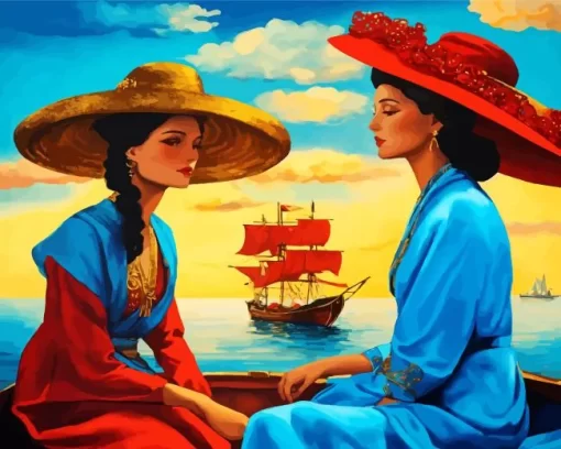 Cool Ladies On Boat Diamond Painting