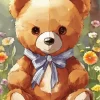 Cute Flowers And Teddy Bear Diamond Painting