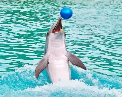 Dolphin Playing With Ball Diamond Painting