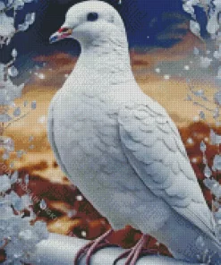 Fancy White Pigeon Bird Diamond Painting