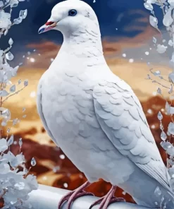 Fancy White Pigeon Bird Diamond Painting