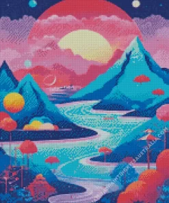 Fantasy Mountains Poster Diamond Painting