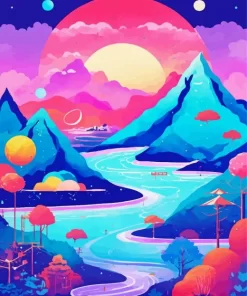 Fantasy Mountains Poster Diamond Painting