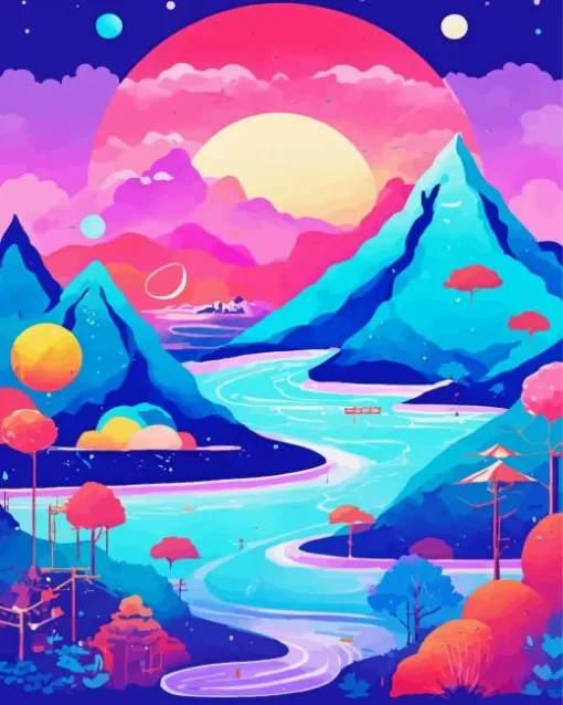 Fantasy Mountains Poster Diamond Painting