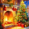 Fireplace Romantic Art Diamond Painting