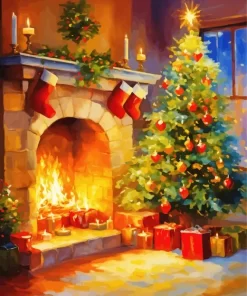 Fireplace Romantic Art Diamond Painting