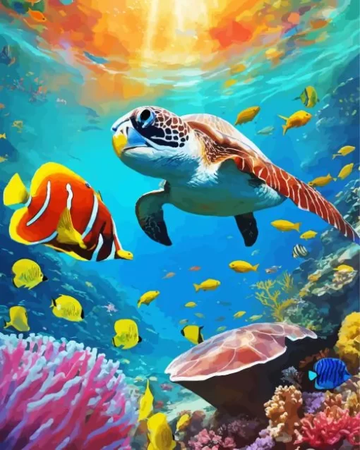 Fish And Turtle Diamond Painting