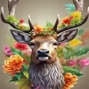 Floral Antlers Deer Diamond Painting