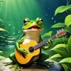 Frog Playing Guitar And Singing Diamond Painting