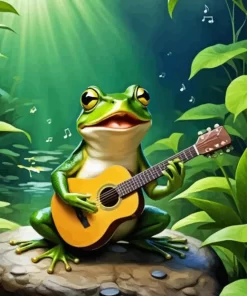 Frog Playing Guitar And Singing Diamond Painting