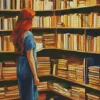 Girl In Library Art Diamond Painting