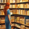 Girl In Library Art Diamond Painting