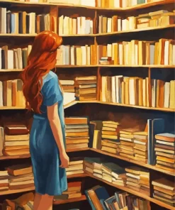 Girl In Library Art Diamond Painting