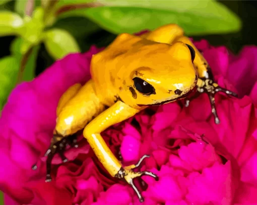 Golden Poison Dart Frog On Flower Diamond Painting