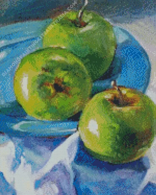 Green Apples Still Life Diamond Painting